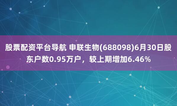 股票配资平台导航 申联生物(688098)6月30日股东户数0.95万户，较上期增加6.46%