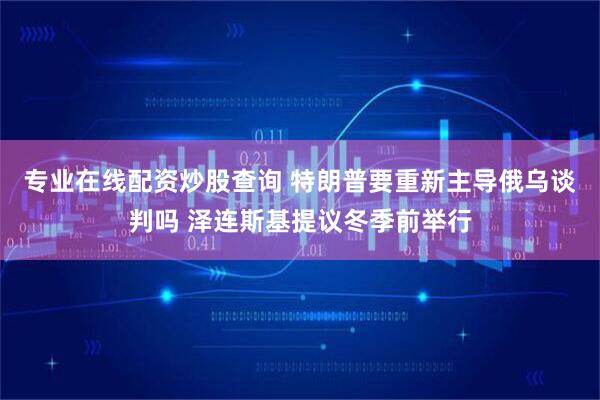专业在线配资炒股查询 特朗普要重新主导俄乌谈判吗 泽连斯基提议冬季前举行